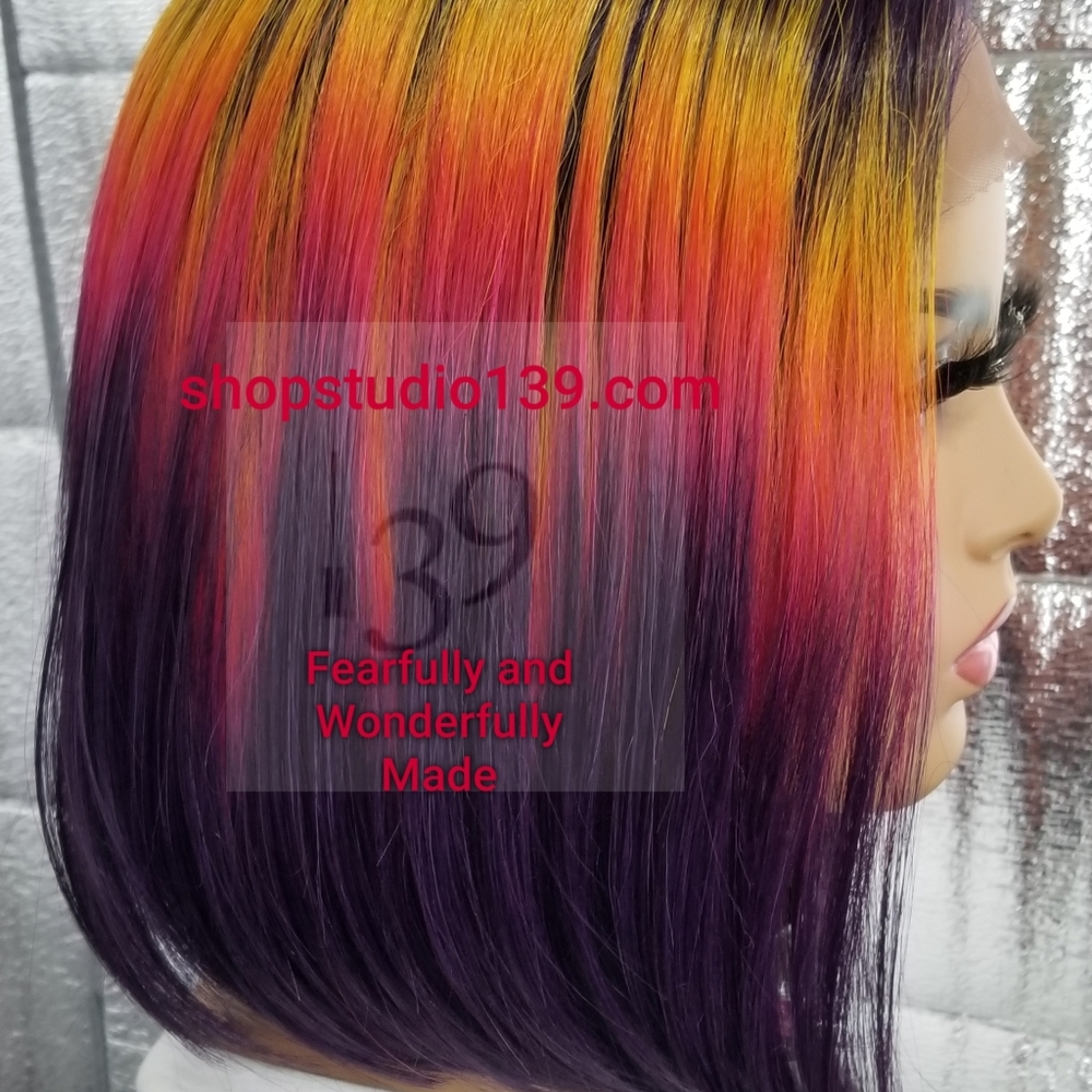 Human hair orange ombre lace front Bob wig - Picture 2 of 5